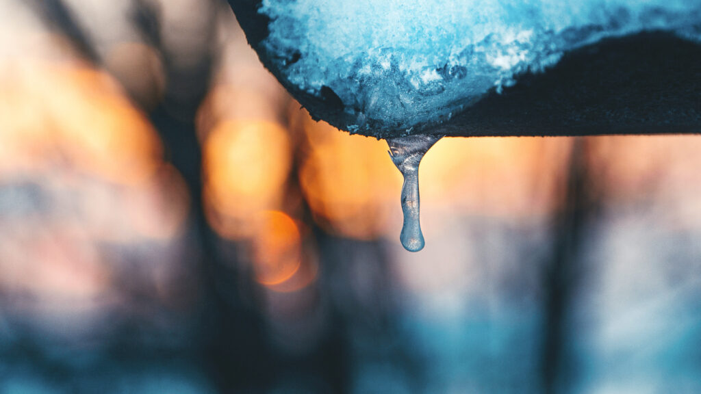 Climate detail, ice melting in nature.