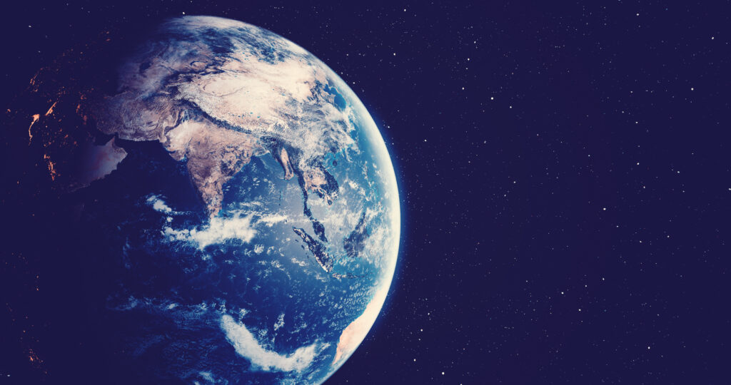 Planet Earth with star backgrounds, earth, stars