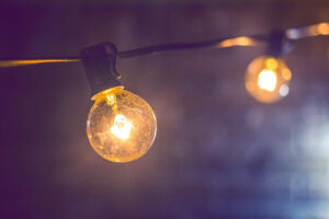 Bright bulb with blurr behind.